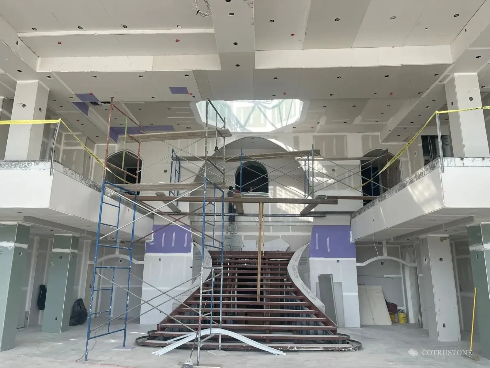 Stair hall and surrounding stonework during venue construction
