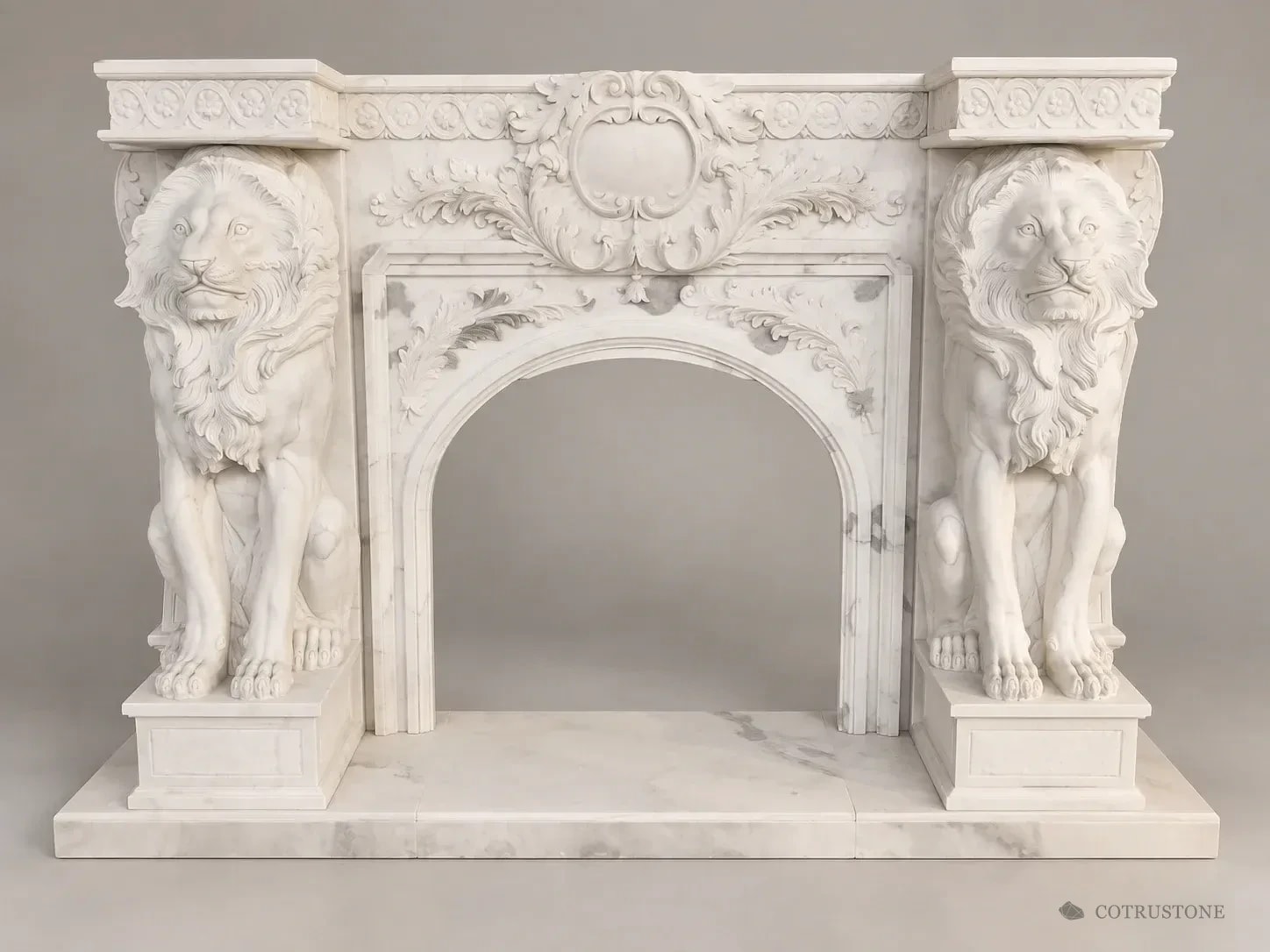 Product presentation · carved stone fireplace