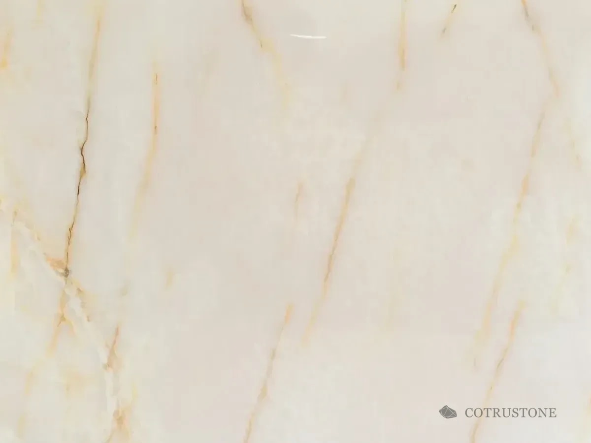 Pale creamy onyx with warm golden veins