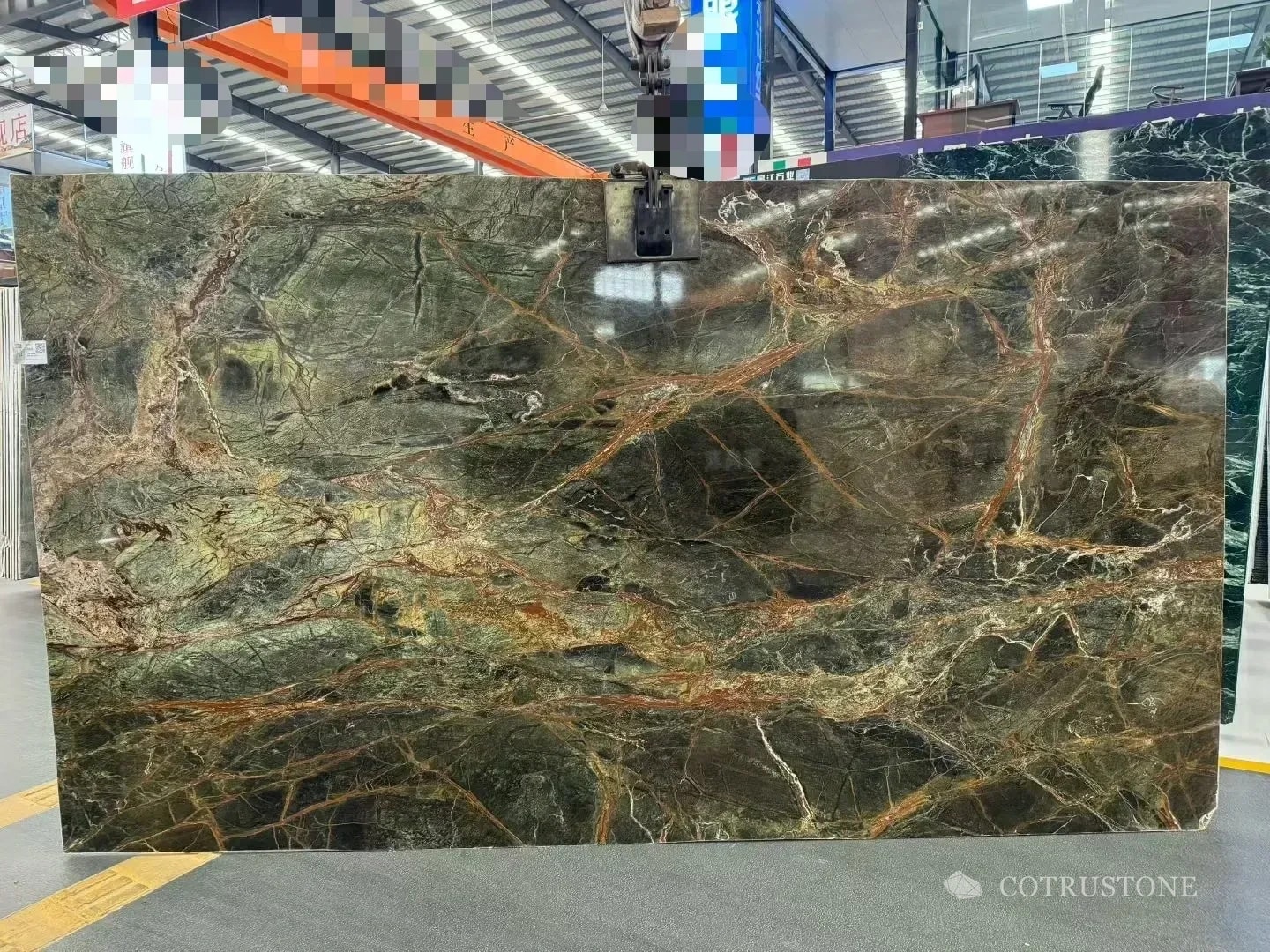 Rainforest Green natural stone whole-slab reference