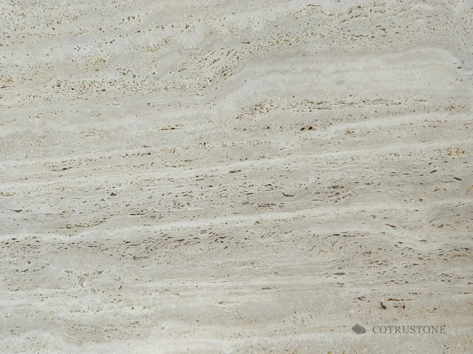 Linear warm beige travertine with visible natural pores