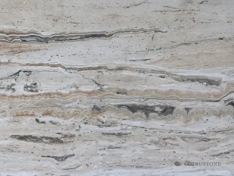 Turkish light travertine photographed in the Cotrustone material archive
