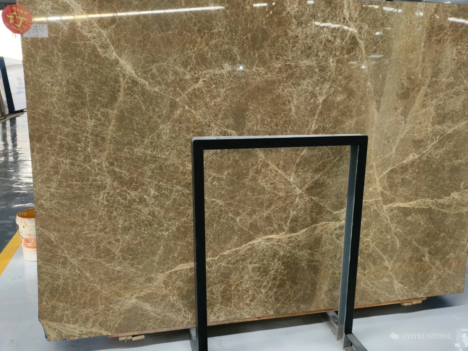 A full slab of Light Emperador marble