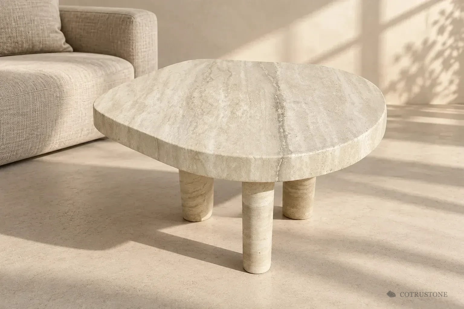 Muebles de piedra natural en un ambiente interior de diseño