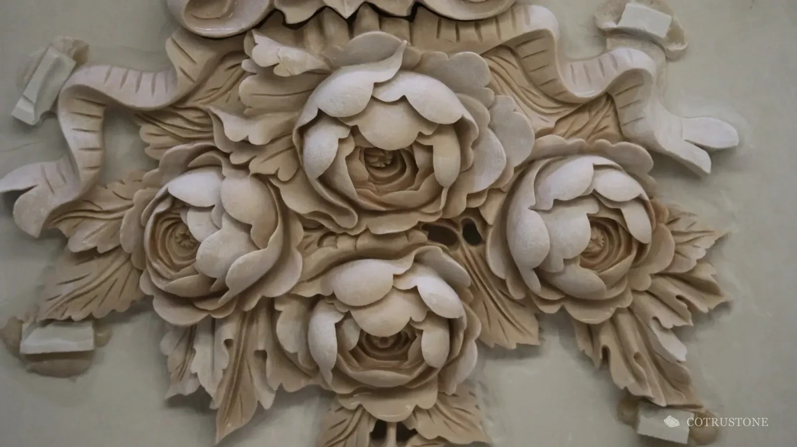 Floral stone relief from the exhibition preparation archive