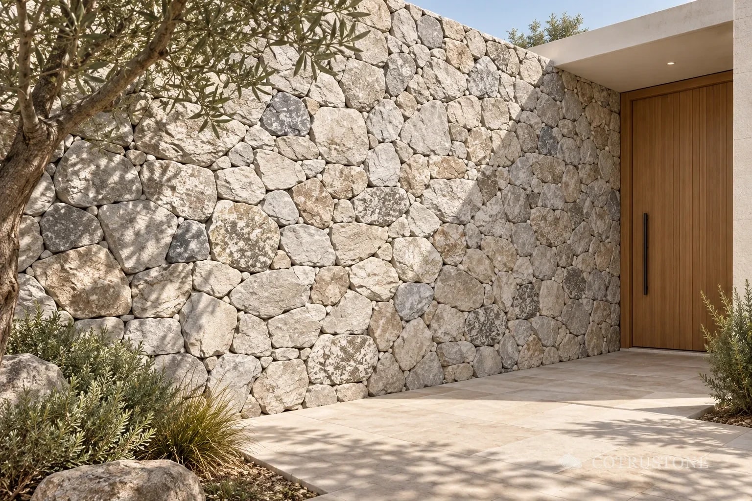 Design setting · a natural stone entrance courtyard