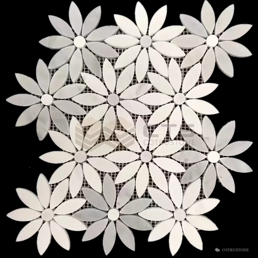 Floral Stone Mosaic — CTS066 — light petal shapes with a contrasting background