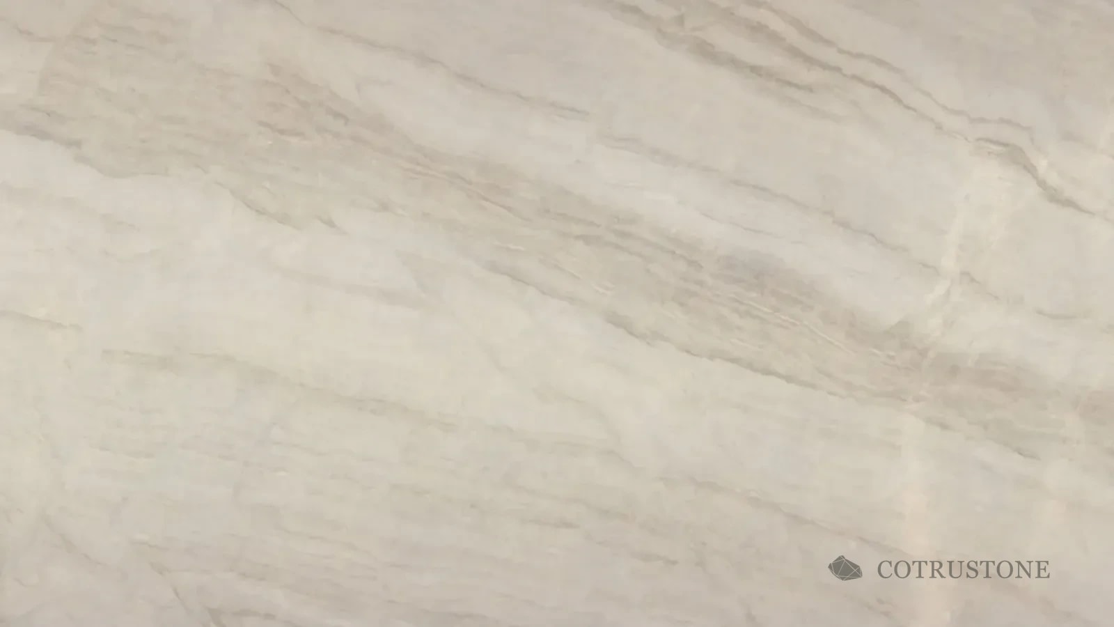 Vetas marfil y beige cálido en una placa de cuarcita Taj Mahal