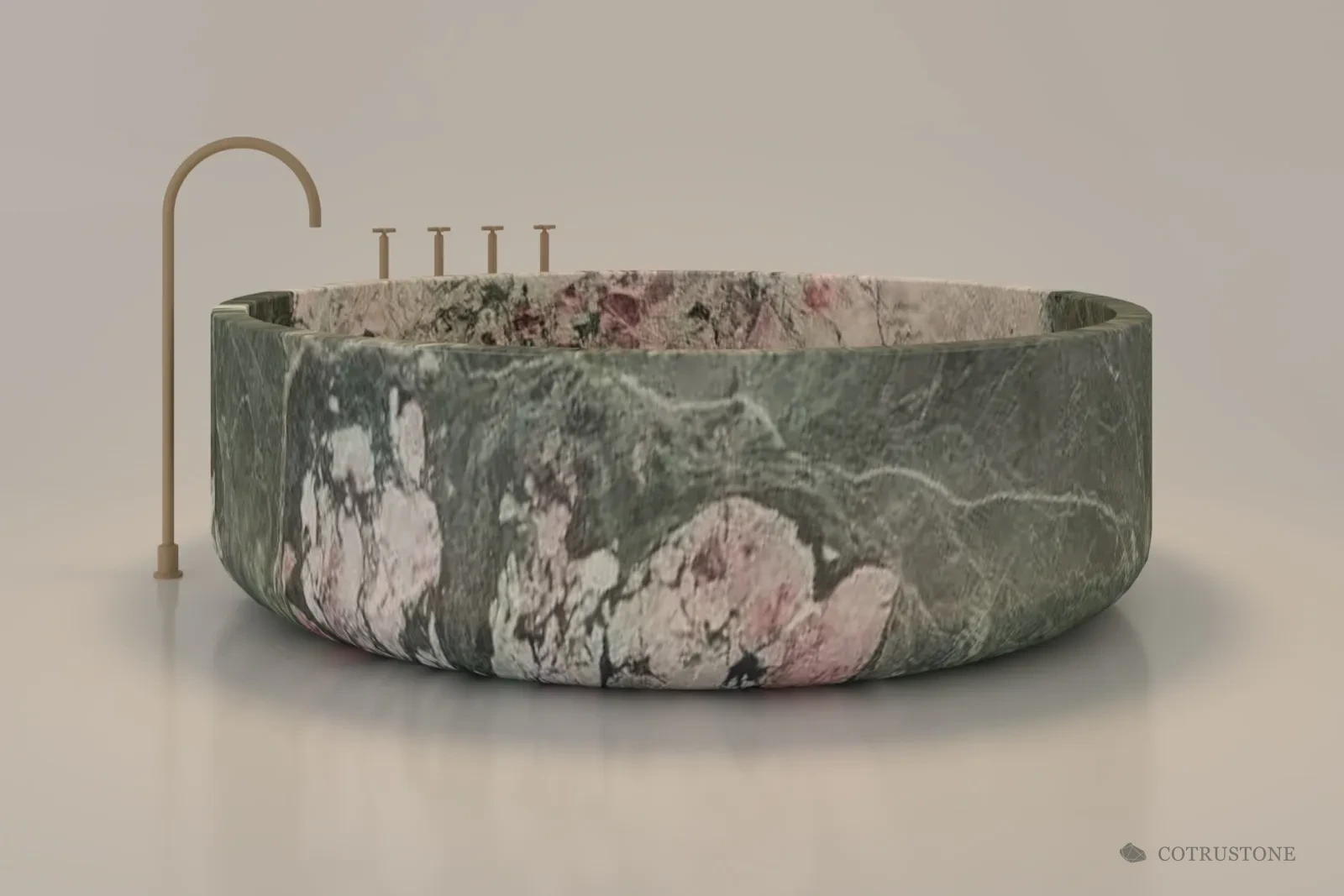 Four Seasons Green · Rendered stone bathtub design